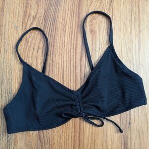 Aerie V Scoop Ruched Ribbed Bikini Top